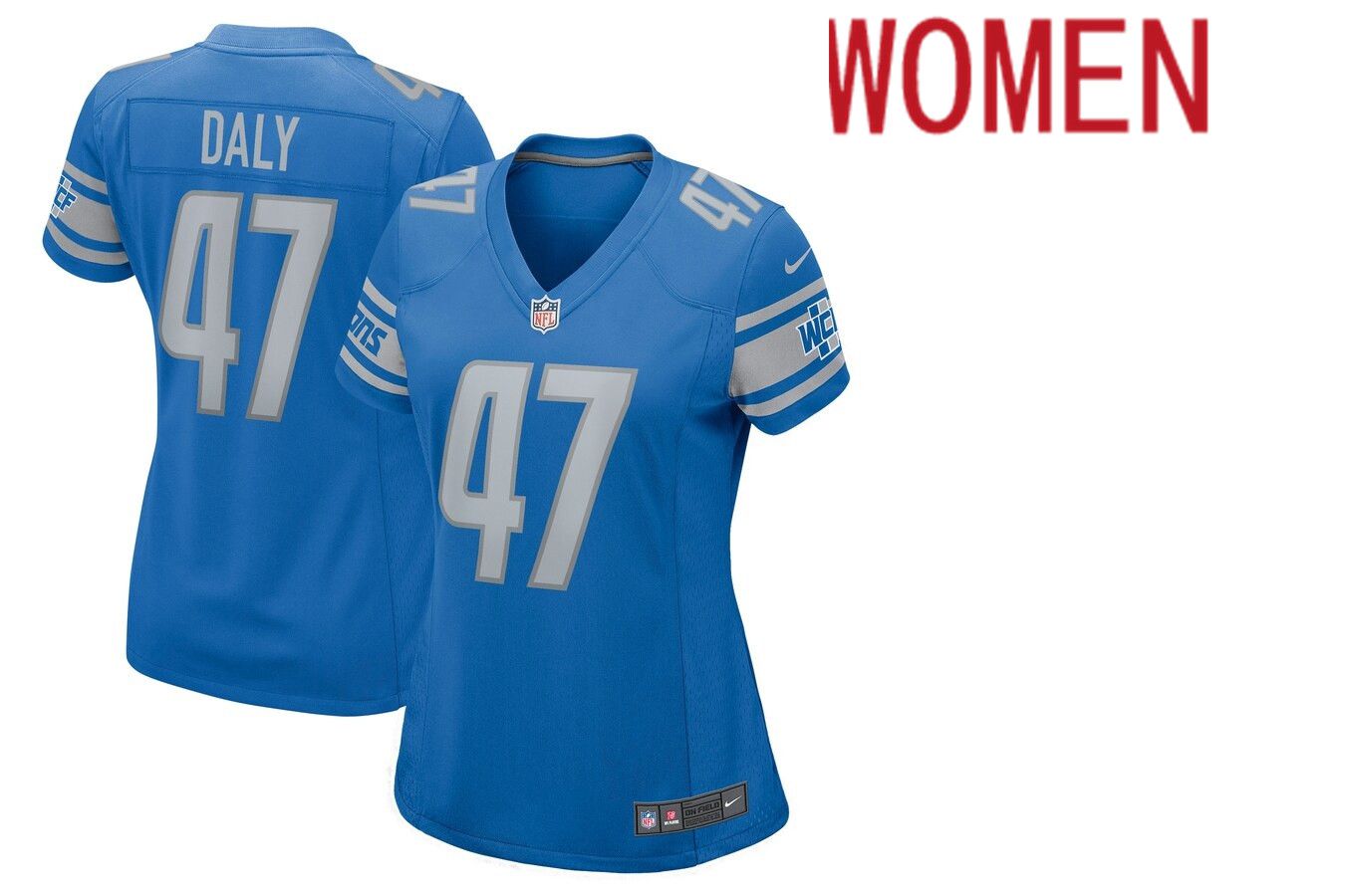 Women Detroit Lions #47 Scott Daly Nike Blue Game NFL Jersey